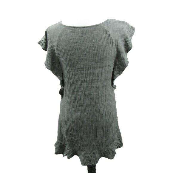 Tavik Army Green Tie Front Butterfly Sleeve Tunic Size Small - Picture 4 of 6